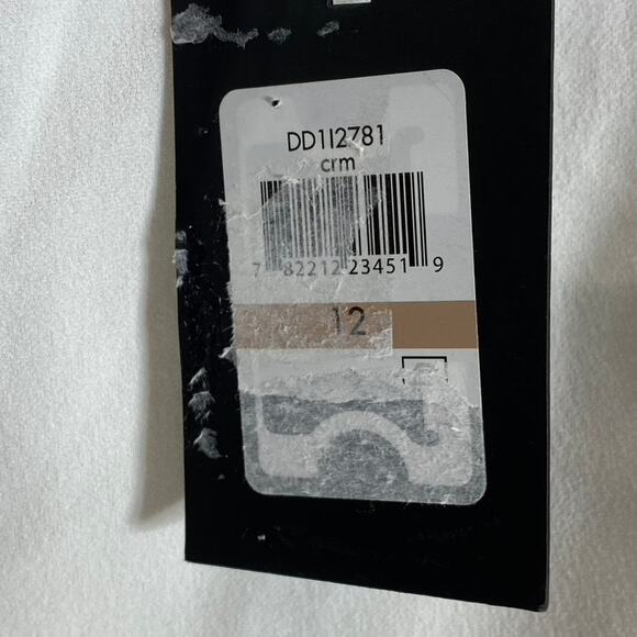 DKNY Women's Cream Illusion Dotted 3/4 Sleeve Crewneck Crepe Shift Mini Dress - Picture 10 of 12